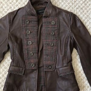 BCBG maxazria brown leather jacket